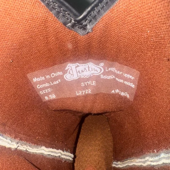 Justin Boots Leather Western Footwear - Picture 3 of 3